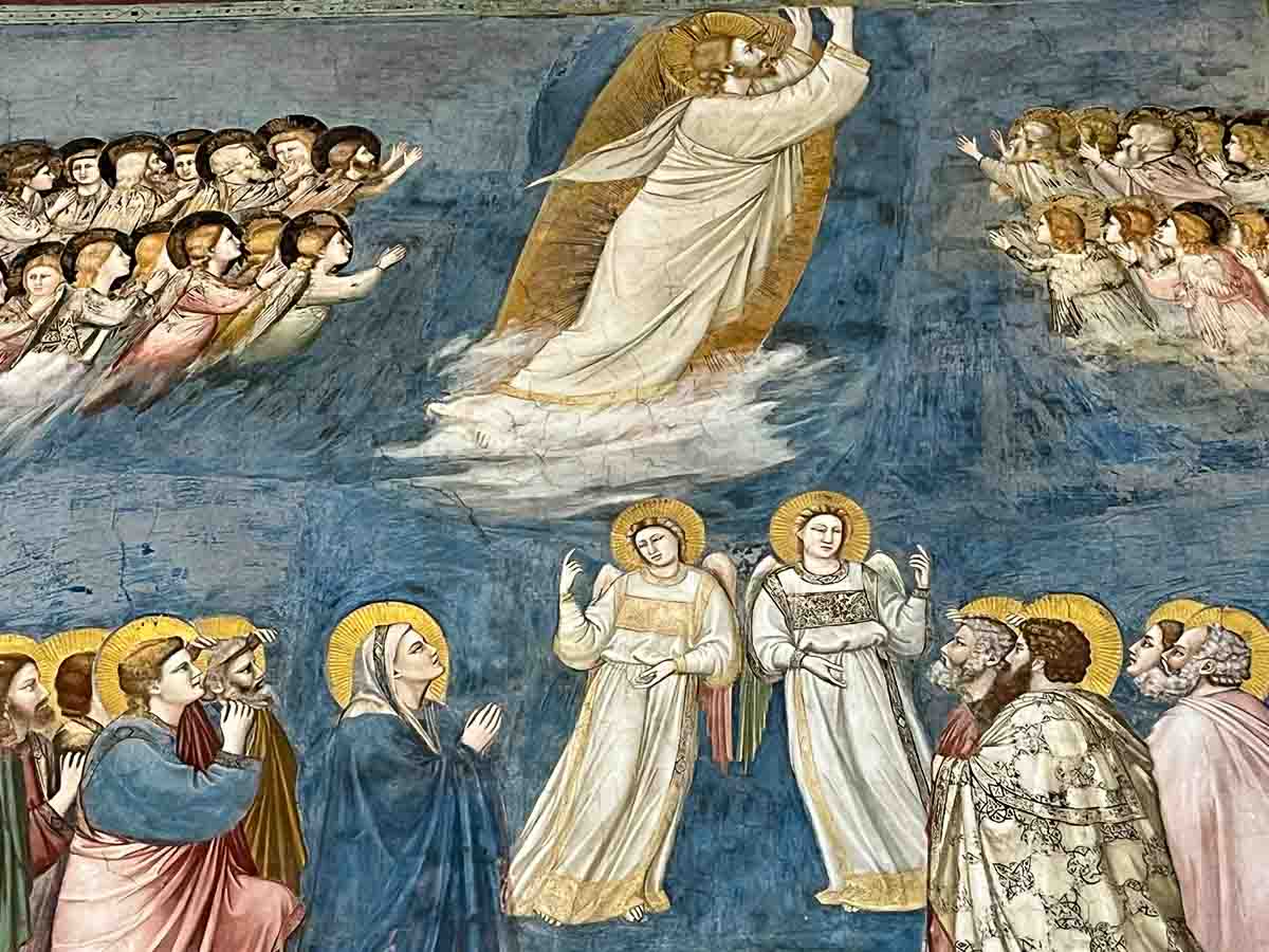 giotto fresco of jesus ascending in into heaven