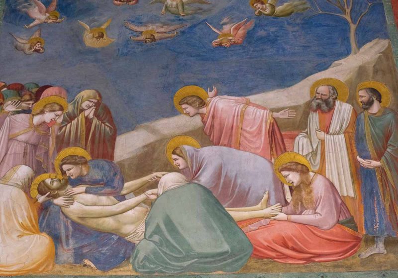 giotto fresco of women weeping over jesus's dead body