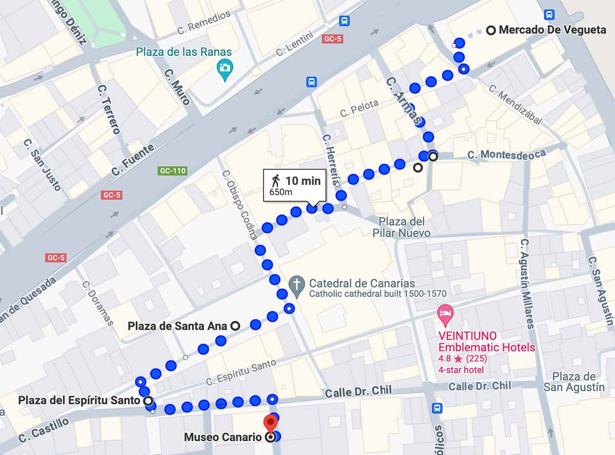 map of the best places to see in las palmas old town in one day