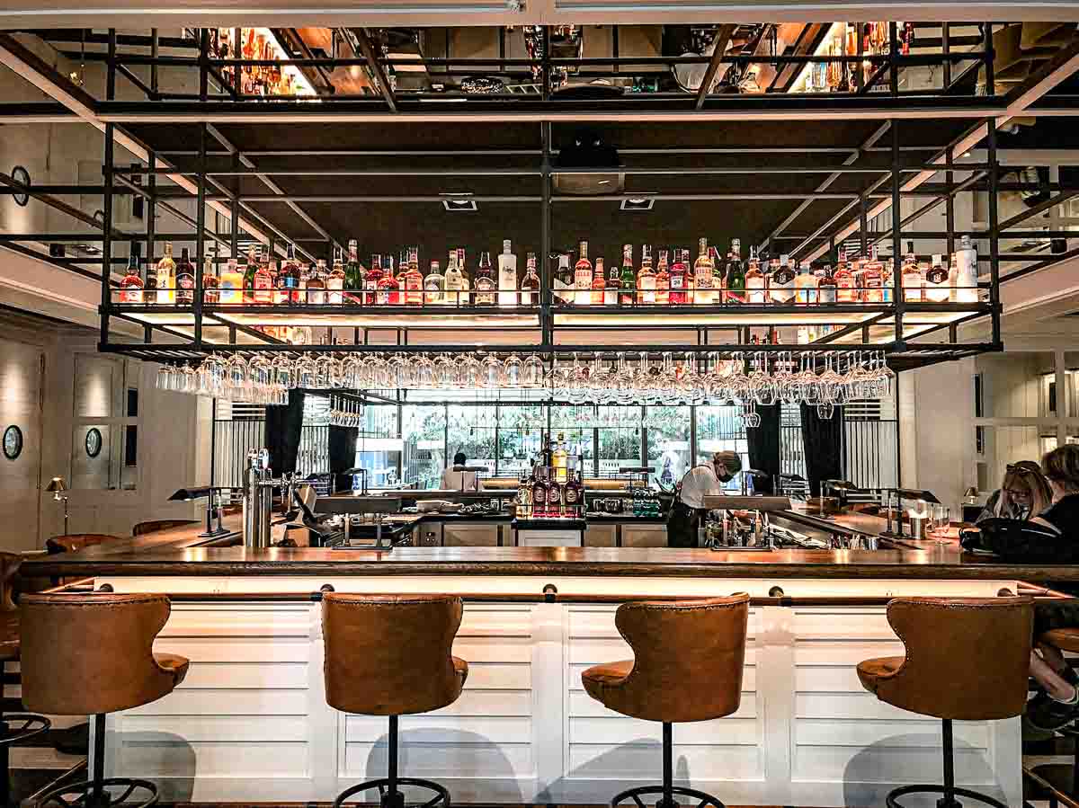 women sitting at bar in an upmarket hotel