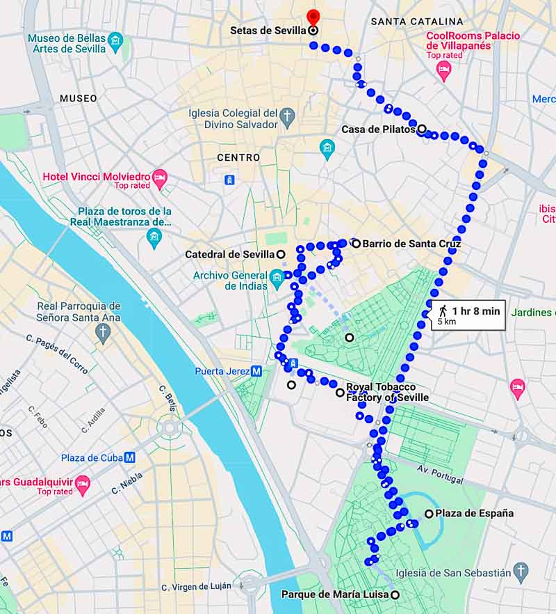 seville walking tour map