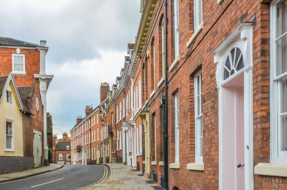 street of terraced houses in shrewsbury