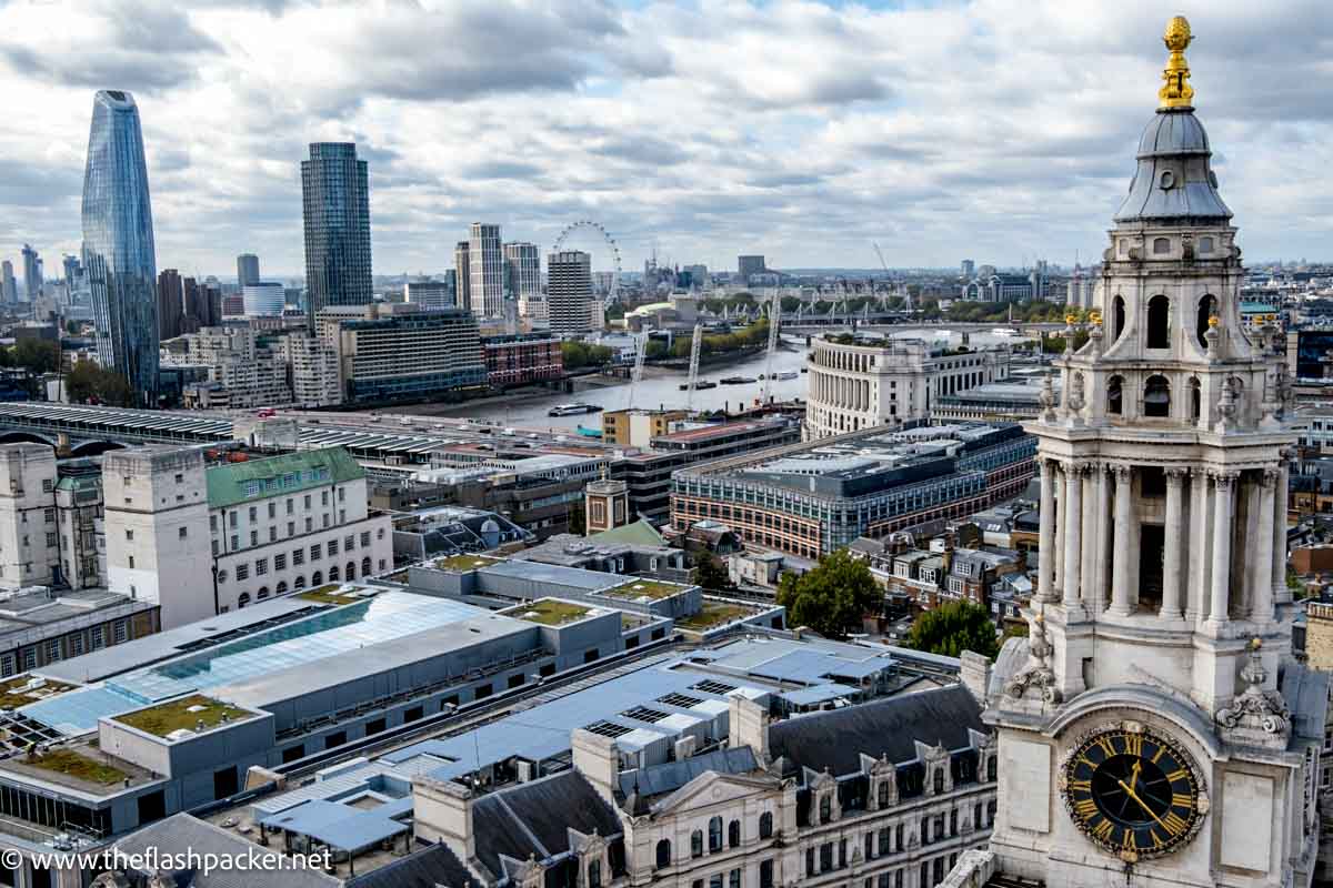 rooftops of londons iconic landmwarks including st pauls cathedral and the london eye