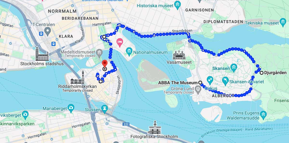 map with things to see in Stockholm in one day