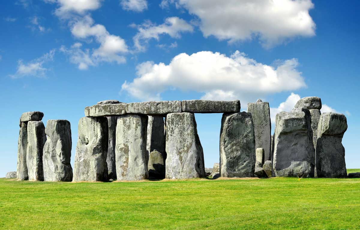 stone circle under a blue sky with a few clouds