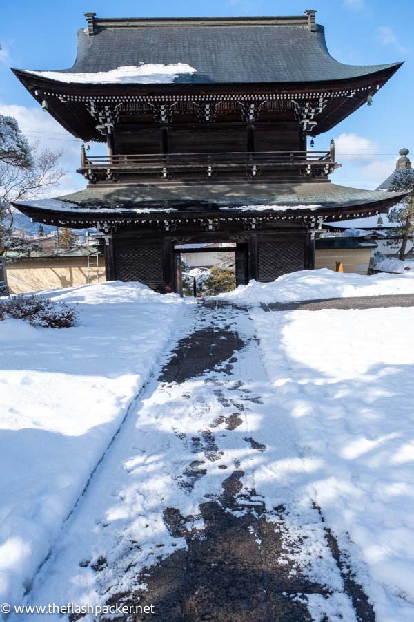 buddhist shrine in the snow