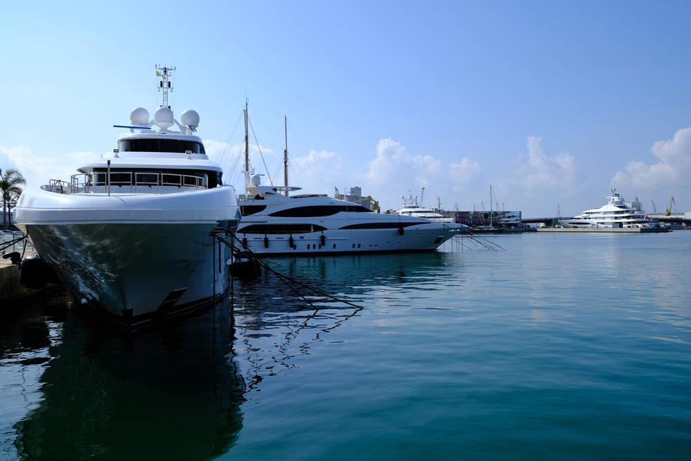 large yacht in port