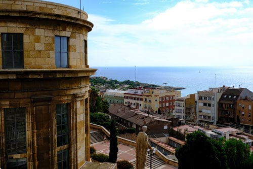 panoramic view of town leading down to sea