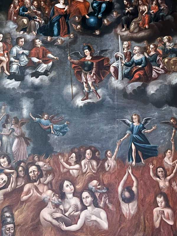 graphic painting of souls in purgatory