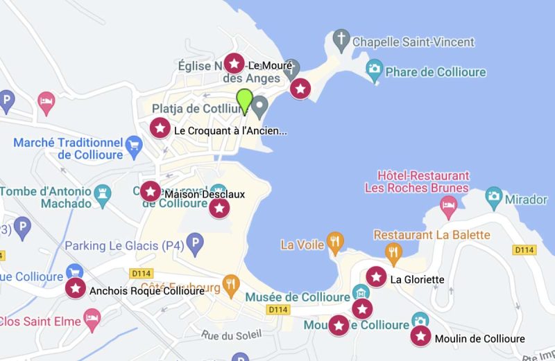 map of the best things to do in Collioure France