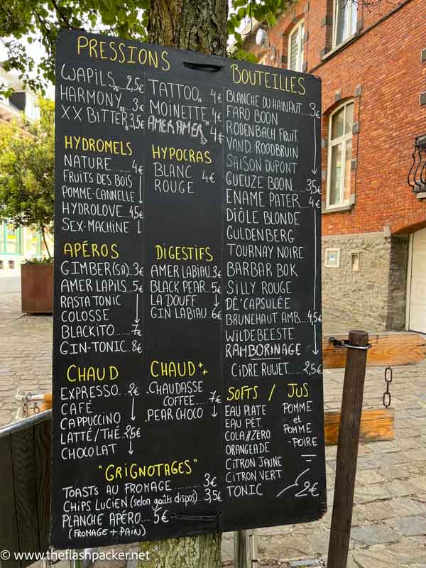 menu board with different types of beer