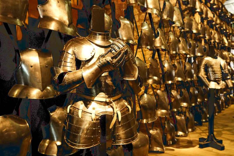 a line of suits of armour