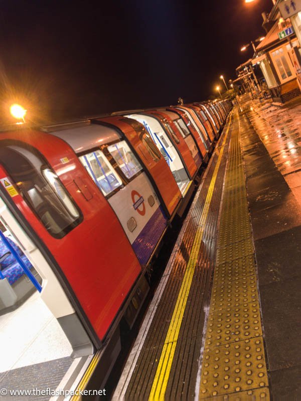 tube train at a platform in london