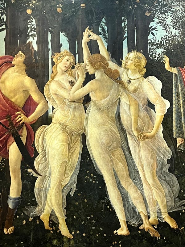 painting of three graces from botticellis la primavera