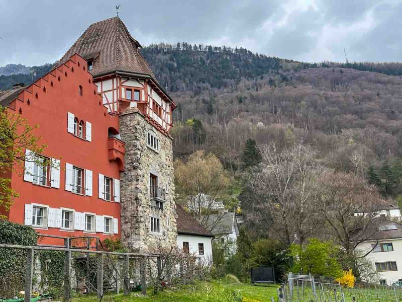 old red house in vaduz liechtenstein