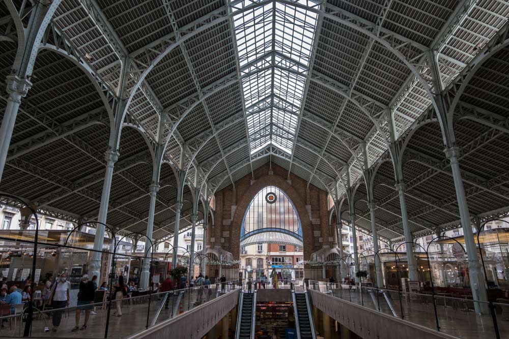 market hall with high steel arch