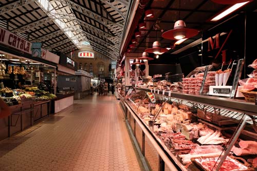 market stalls in covered market