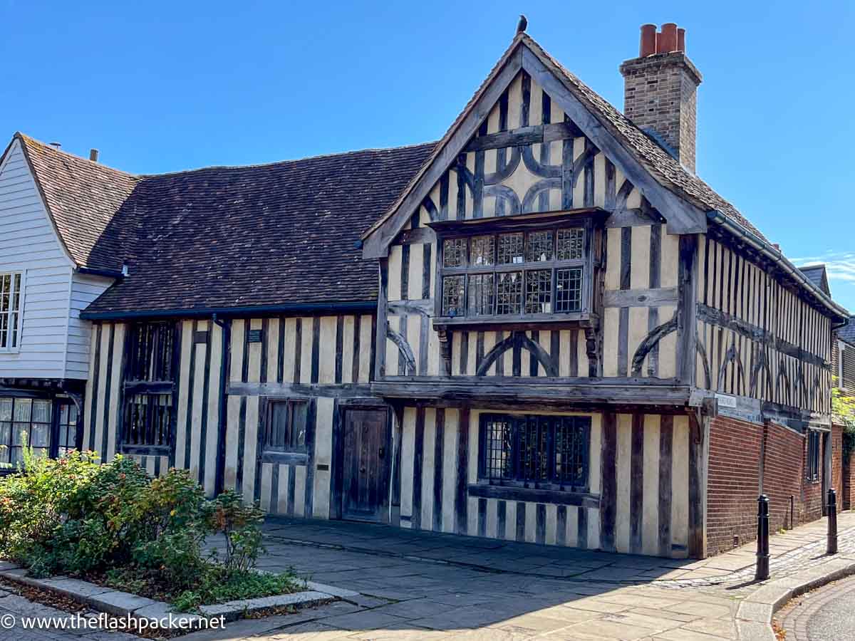 half-timbered house under blue sky