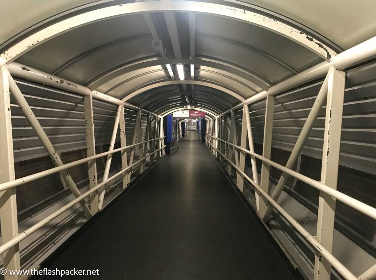 covered footbridge to premier inn hotel at heathrow terminal 4