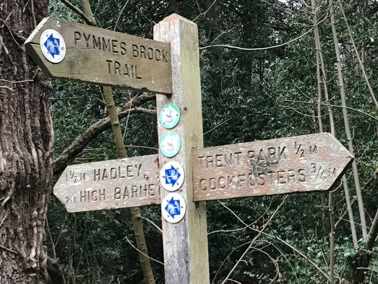 wooden signpost for walking trails