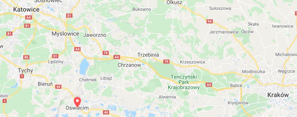 MAP SHOWING WHERE IS AUSCHWITZ IN POLAND