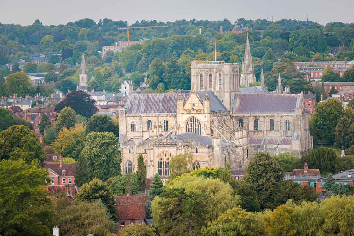 panoramic view of winchester cathedral