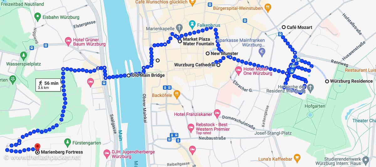 map of the best places to see in one day in wurzburg germany