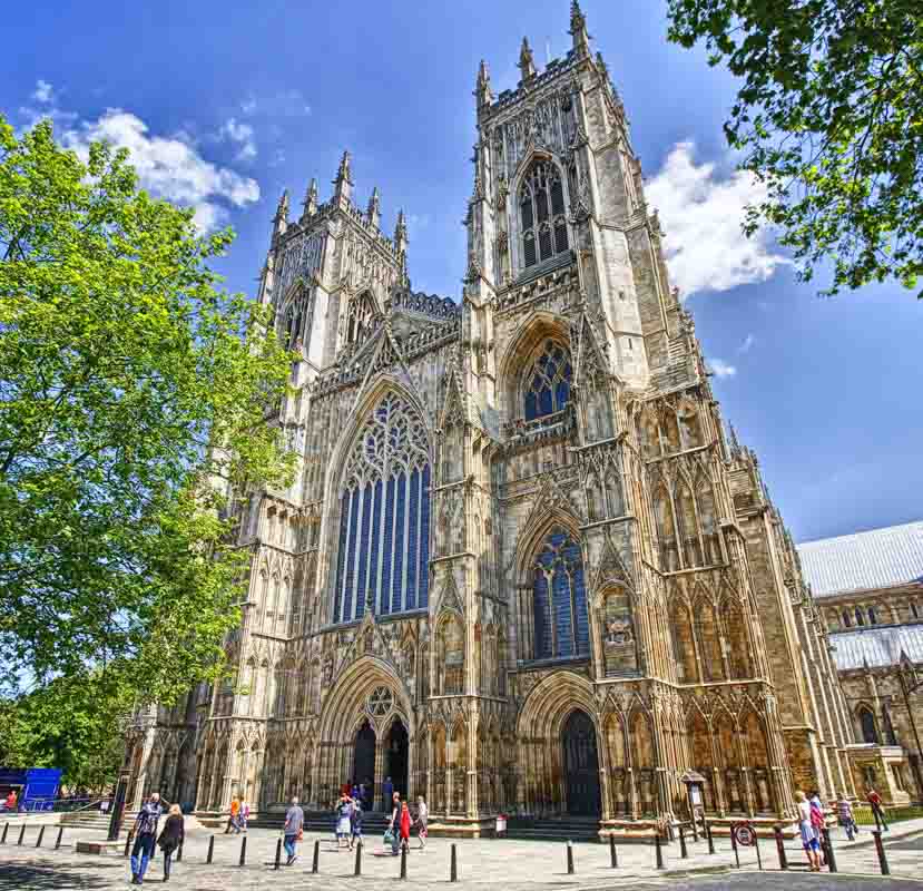 gothic exterior of york minster on sunny day