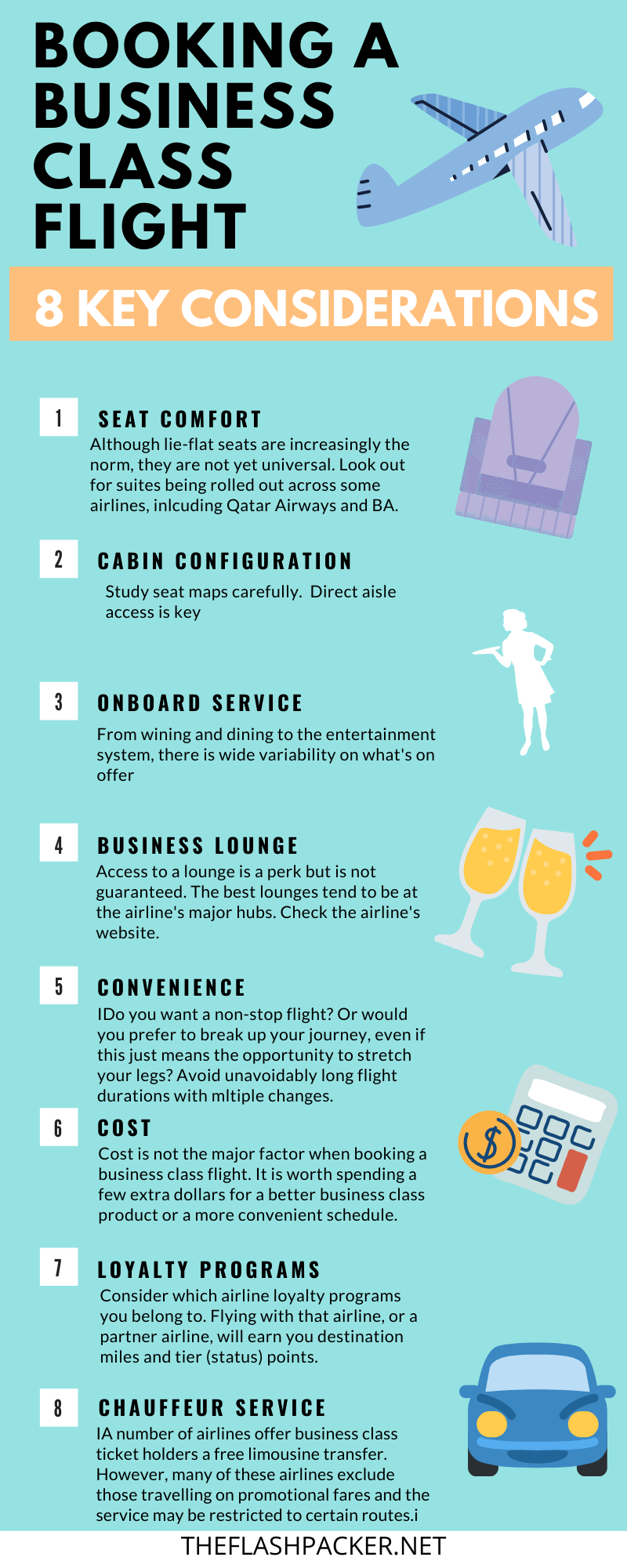 infographic of how to choose a business class flight