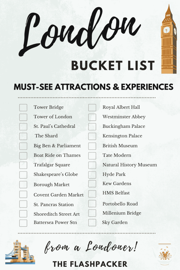 LONDON BUCKET LIST